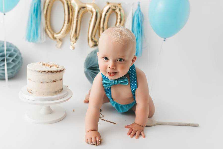 Baby Boy Blue Cake Smash Photo Wilmslow